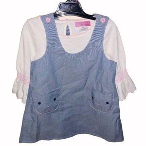 Good Lad 2 piece Set Kitty Overalls Blue Size 2 3 Little Girls Toddler Cute